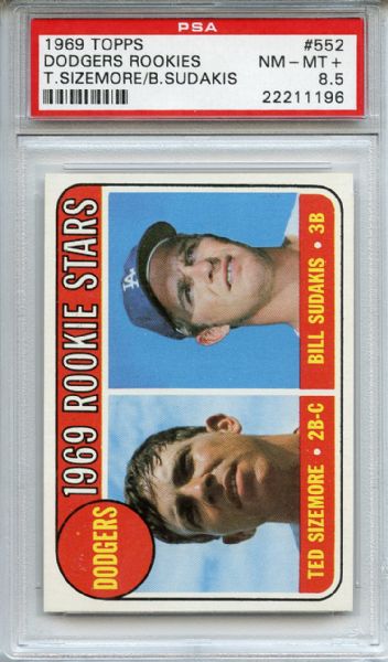 1969 Topps 552 Los Angeles Dodgers Rookies PSA NM-MT+ 8.5