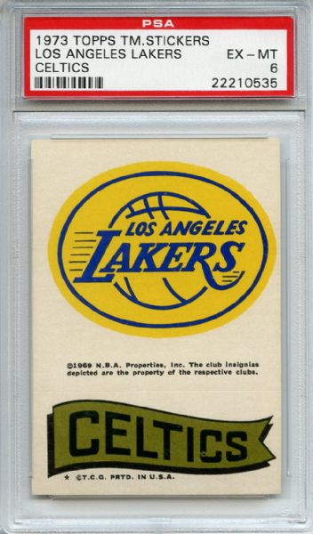 1973 Topps Team Stickers Lakers Celtics PSA EX-MT 6