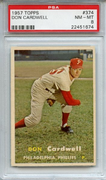 1957 Topps 374 Don Cardwell PSA NM-MT 8