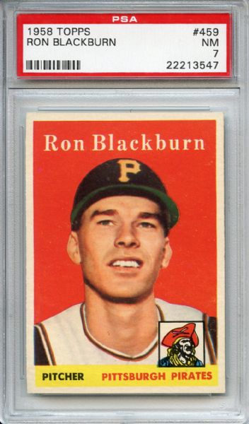 1958 Topps 459 Ron Blackburn PSA NM 7