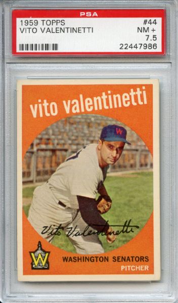 1959 Topps 44 Vito Valentinetti PSA NM+ 7.5