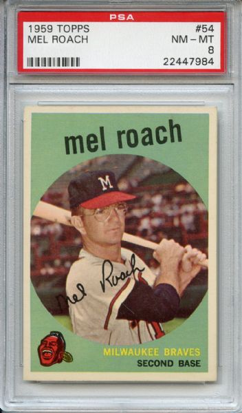 1959 Topps 54 Mel Roach PSA NM-MT 8