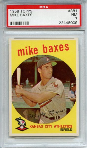1959 Topps 381 Mike Baxes PSA NM 7