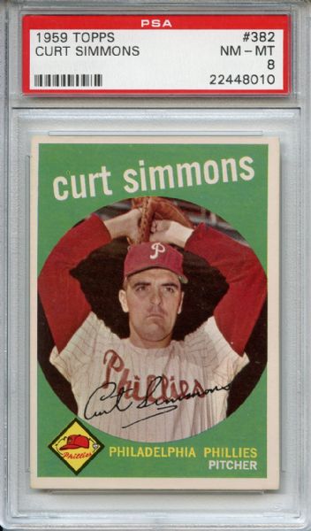 1959 Topps 382 Curt Simmons PSA NM-MT 8