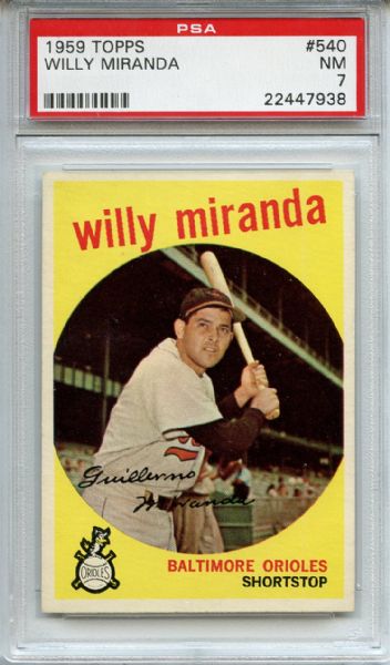 1959 Topps 540 Willy Miranda PSA NM 7