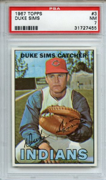 1967 Topps 3 Duke Sims PSA NM 7