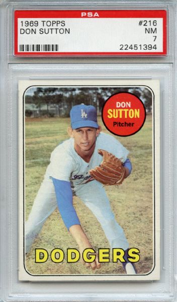 1969 Topps 216 Don Sutton PSA NM 7