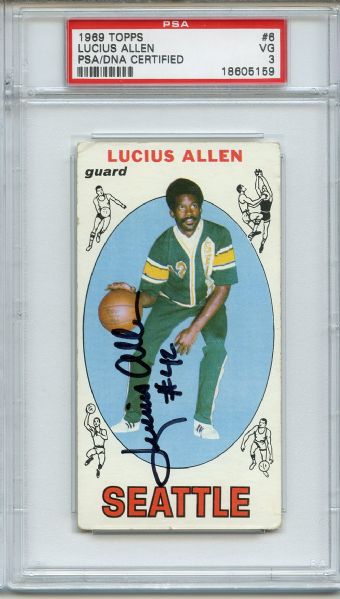 Lucius Allen Signed 1969 Topps Basketball Card PSA/DNA