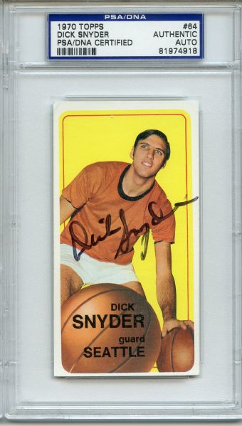 Dick Snyder Signed 1970 Topps Basketball Card PSA/DNA