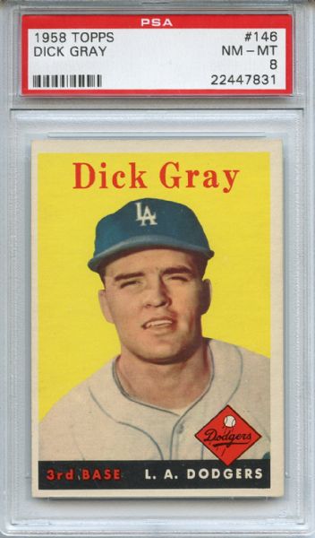 1958 Topps 146 Dick Gray PSA NM-MT 8