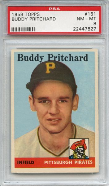 1958 Topps 151 Buddy Pritchard PSA NM-MT 8