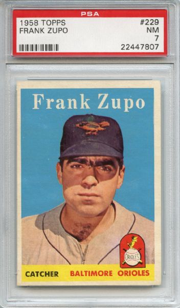 1958 Topps 229 Frank Zupo PSA NM 7