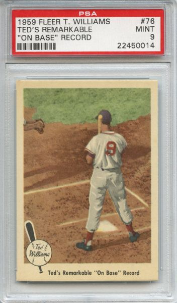 1959 Fleer Ted Williams 76 Remarkable On Base Record PSA MINT 9