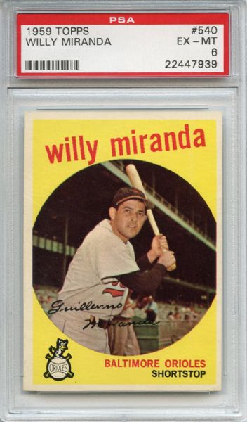 1959 Topps 540 Willie Miranda PSA EX-MT 6