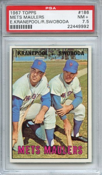 1967 Topps 186 Mets Maulers PSA NM+ 7.5