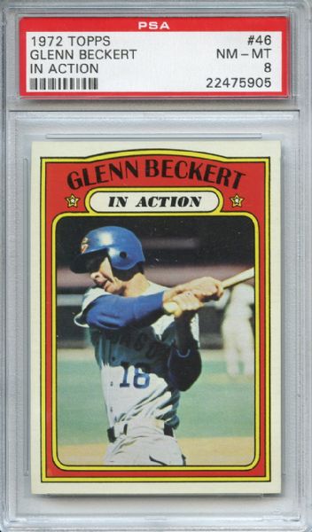 1972 Topps 46 Glenn Beckert In Action PSA NM-MT 8