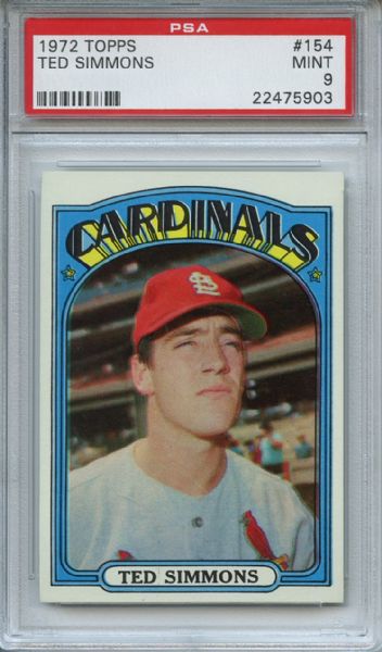 1972 Topps 154 Ted Simmons PSA MINT 9