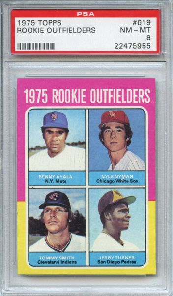1975 Topps 619 Rookie Outfielders PSA NM-MT 8