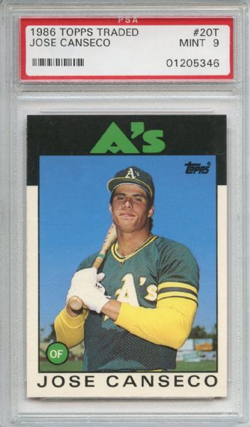 1986 Topps Traded 20T Jose Canseco RC PSA MINT 9