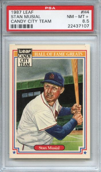 1987 Leaf H4 Stan Musial Candy City Team PSA NM-MT+ 8.5