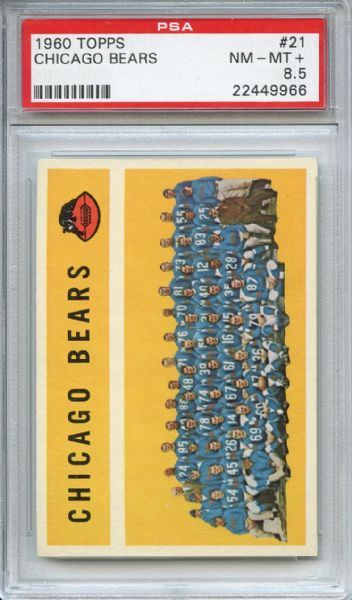 1960 Topps 21 Chicago Bears Team PSA NM-MT+ 8.5