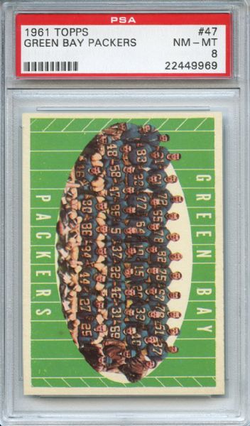 1961 Topps 47 Green Bay Packers Team PSA NM-MT 8