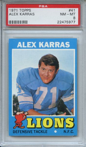 1971 Topps 41 Alex Karras PSA NM-MT 8