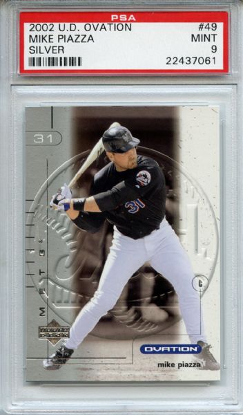 2002 UD Ovation Silver 49 Mike Piazza PSA MINT 9