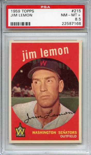 1959 Topps 215 Jim Lemon PSA NM-MT+ 8.5