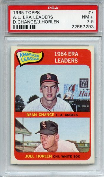 1965 Topps 7 AL ERA Leaders PSA NM+ 7.5