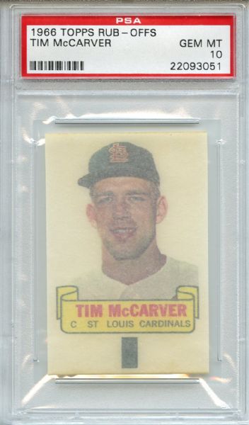1966 Topps Rub-Offs Tim McCarver PSA GEM MT 10