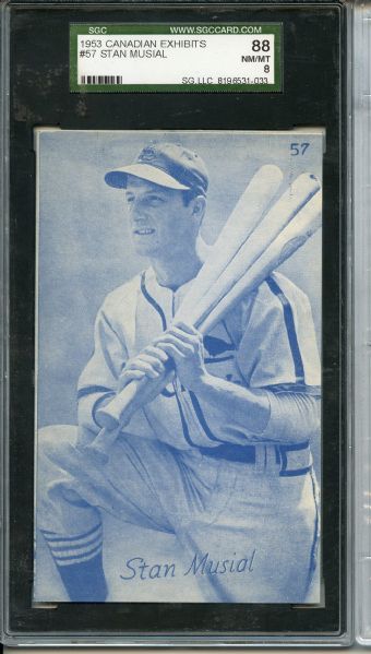 Psa 6 Ex-mt Canadian Blue Tint Stan Musial 1953 Exhibits #57 Hof Graded  *tphlc