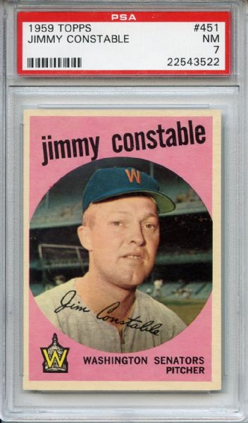 1959 Topps 451 Jimmy Constable PSA NM 7