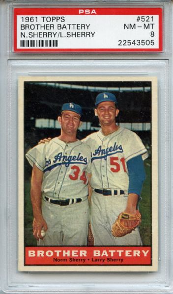 1961 Topps 521 Brother Battery PSA NM-MT 8