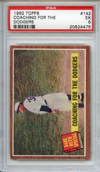1962 Topps 142 Babe Ruth Coaching for the Dodgers PSA EX 5