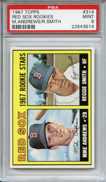 1967 Topps 314 Boston Red Sox Rookies PSA MINT 9