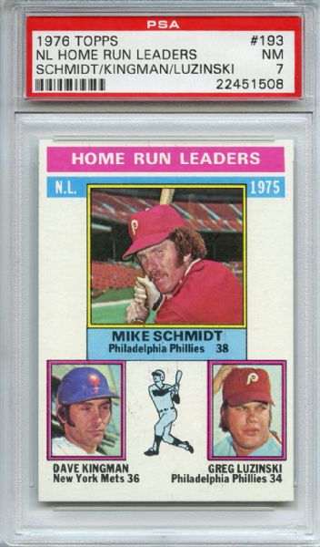 1976 Topps 193 NL Home Run Leaders Schmidt PSA NM 7
