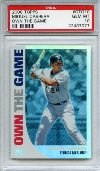 2008 Topps Own the Game OTG10 Miguel Cabrera PSA GEM MT 10