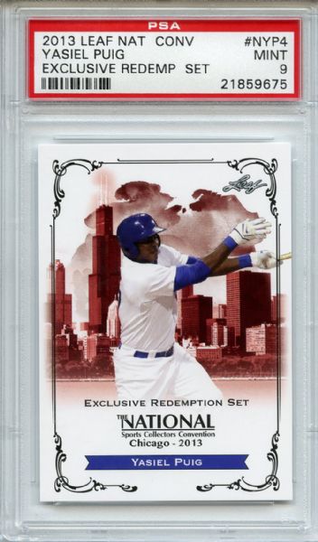 2013 Leaf National Convention Exclusive NYP4 Yasiel Puig PSA MINT 9