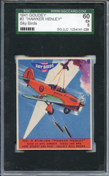 1941 Goudey Skybirds 3 Hawker Henley SGC EX 60 / 5