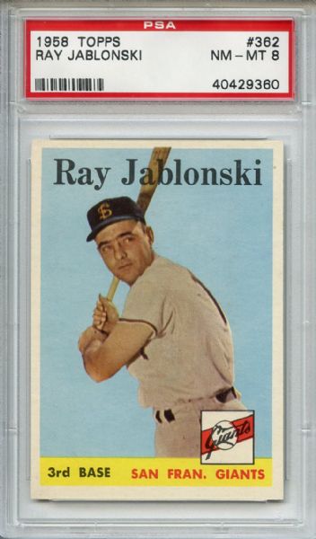 1958 Topps 362 Ray Jablonski PSA NM-MT 8