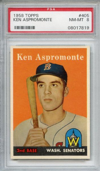1958 Topps 405 Ken Aspromonte PSA NM-MT 8