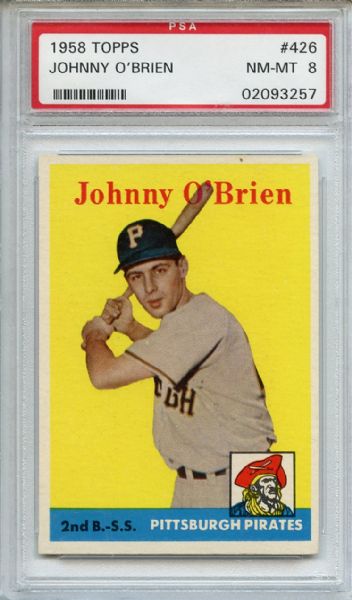 1958 Topps 426 Johnny O'Brien PSA NM-MT 8