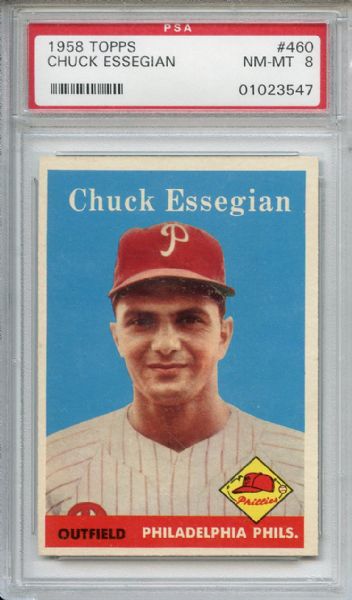 1958 Topps 460 Chuck Essegian PSA NM-MT 8