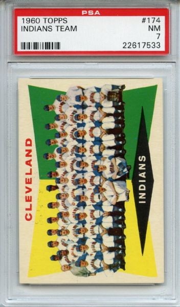 1960 Topps 174 Cleveland Indians PSA NM 7
