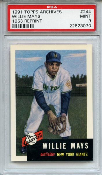 1991 Topps 1953 Archives 244 Willie Mays PSA MINT 9