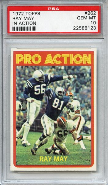 1972 Topps 262 Ray May In Action PSA GEM MT 10