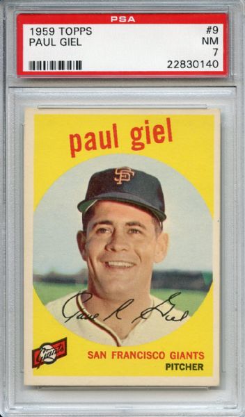 1959 Topps 9 Paul Giel PSA NM 7