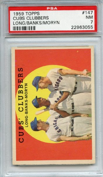 1959 Topps 147 Chicago Cubs Clubbers Banks PSA NM 7