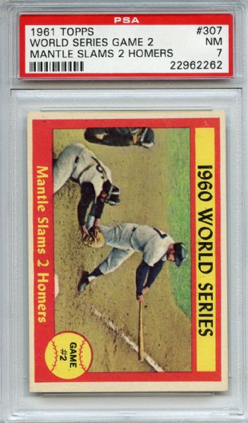 1961 Topps 307 World Series Game 2 Mickey Mantle PSA NM 7